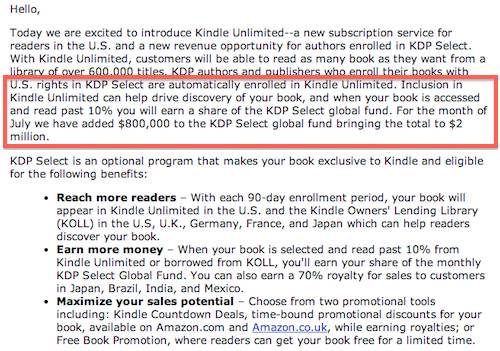 Kindle Unlimited terms for authors