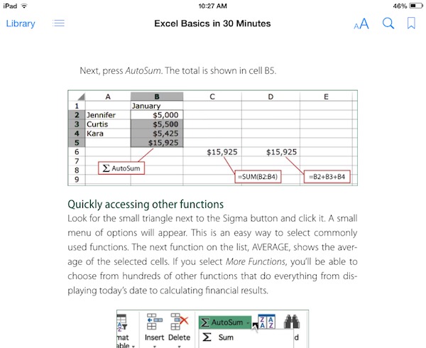 Excel Basics in 30 Minutes iPad sample